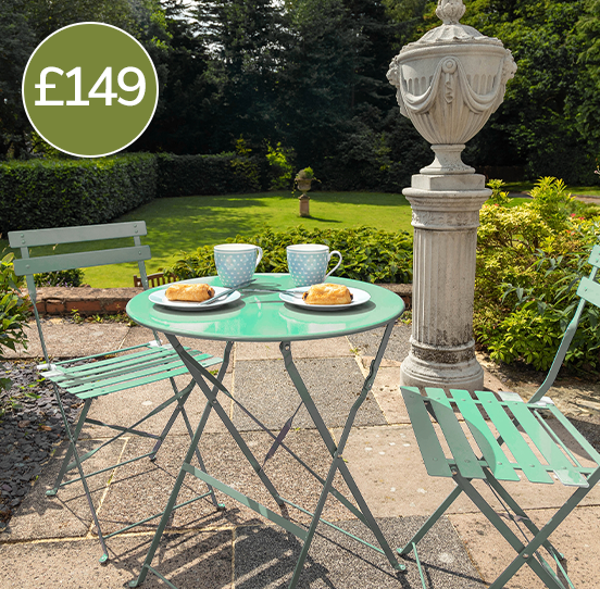 Padstow 2 Seater Sage Folding Bistro Set